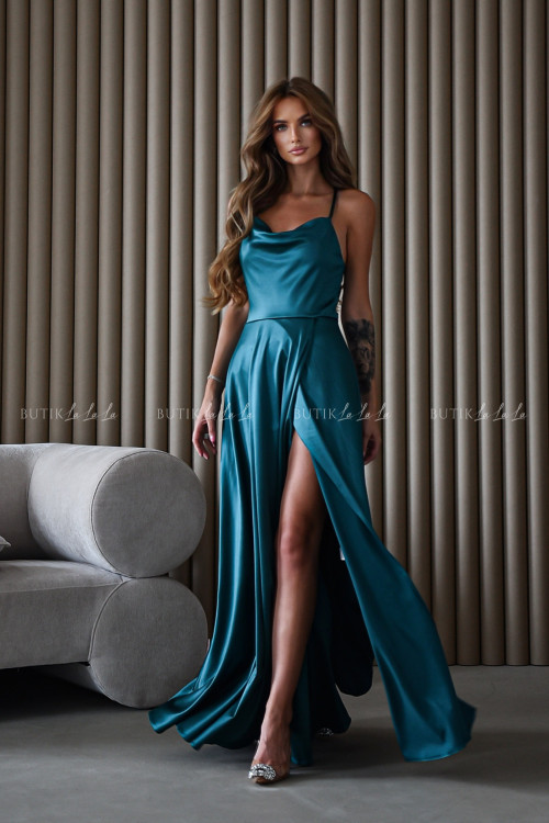 Sukienka atłasowa butelkowa zieleń Werlas 1