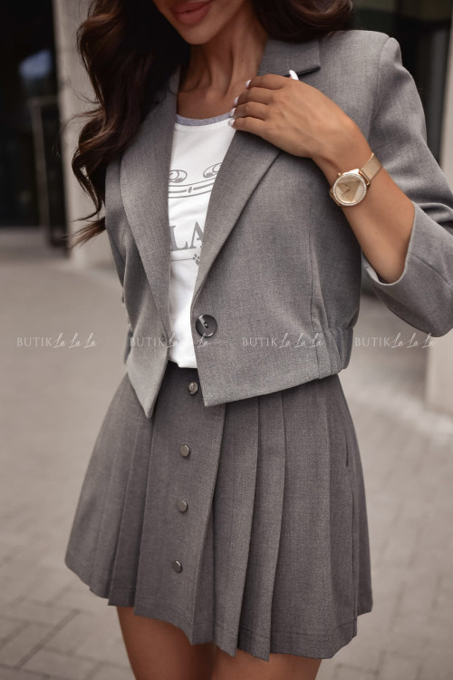 Marynarka o krótszym kroju siwa Caprie 2