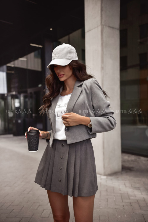 Marynarka o krótszym kroju siwa Caprie 4