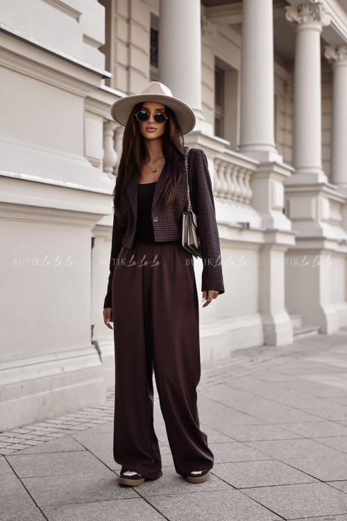 Brązowe spodnie z szeroka nogawką Mercury 1