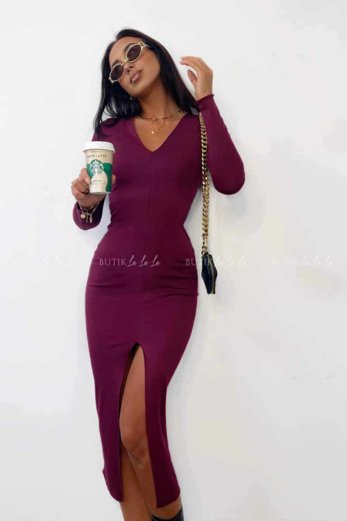 Sukienka dopasowana bordowa Dachel