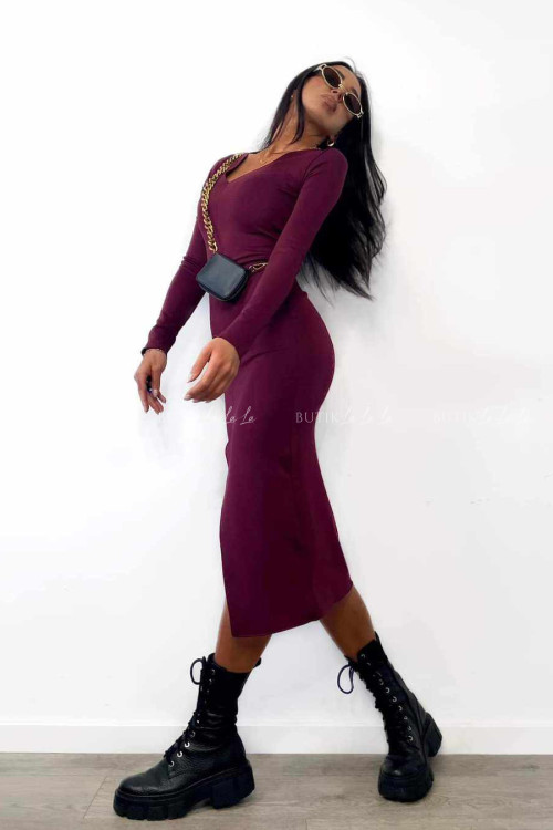 Sukienka dopasowana bordowa Dachel 3