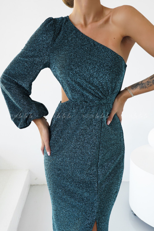 Sukienka z połyskującą nitką szmaragdowa Esteris