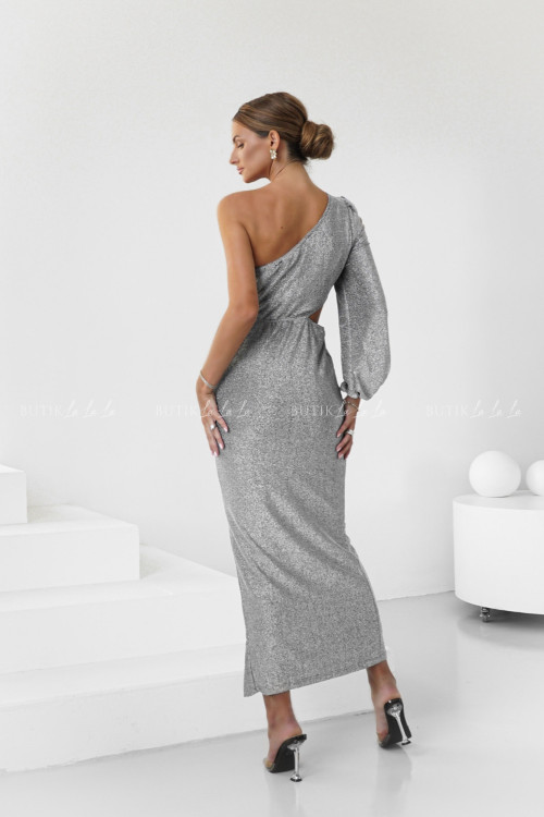 Sukienka z połyskującą nitką srebrna Esteris 2