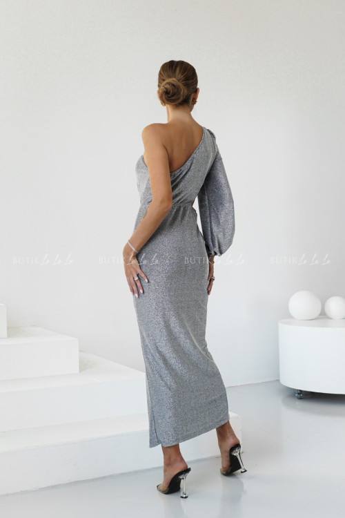 Sukienka z połyskującą nitką srebrna Esteris 3