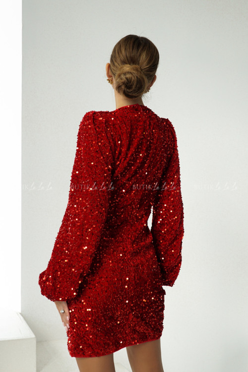 Sukienka cekinowa czerwona Azza 3