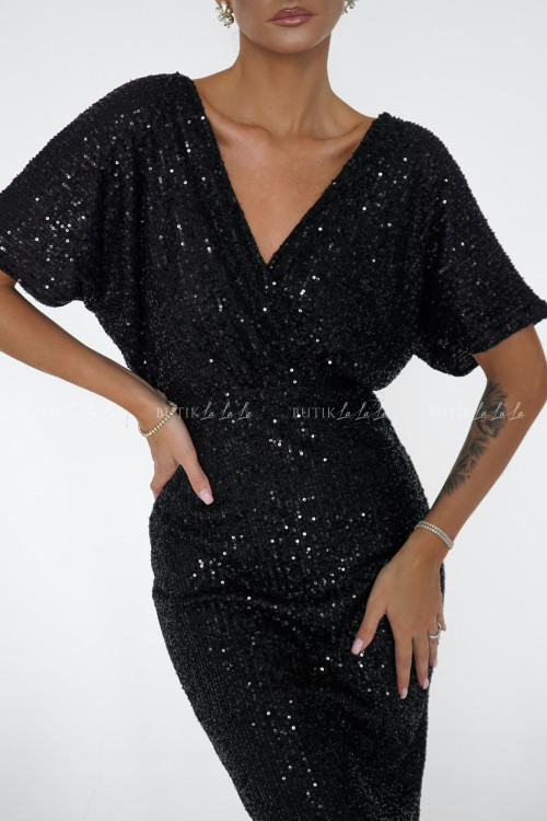 Sukienka cekinowa czarna Alruna