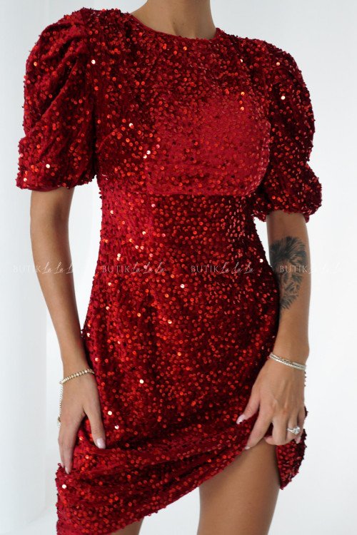 Sukienka cekinowa czerwona Brenda 5