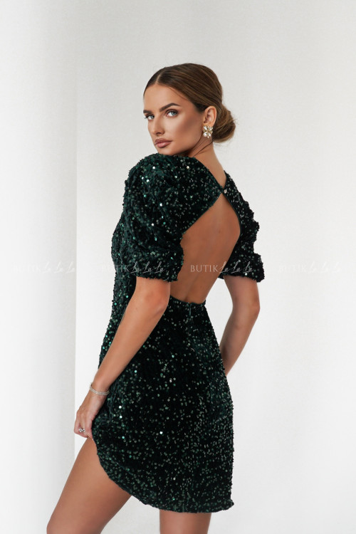 Sukienka cekinowa ciemno zielona Brenda 2