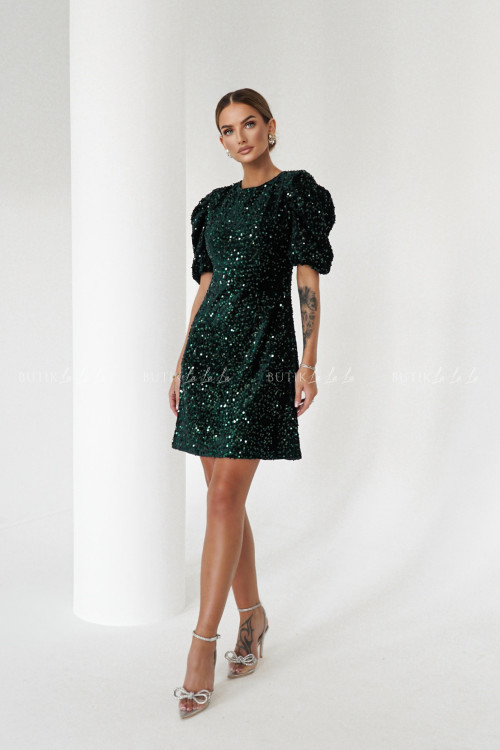 Sukienka cekinowa ciemno zielona Brenda 3