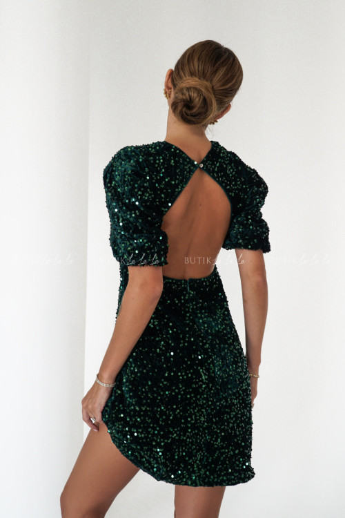 Sukienka cekinowa ciemno zielona Brenda 4