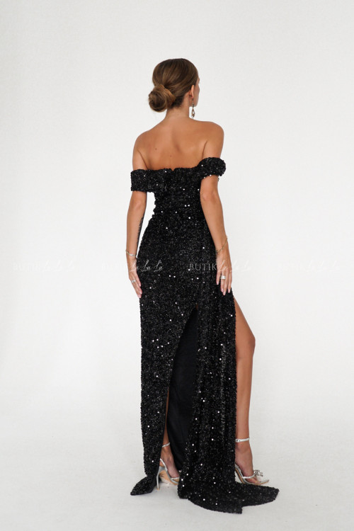 Sukienka maxi cekinowa czarna Ambra 5