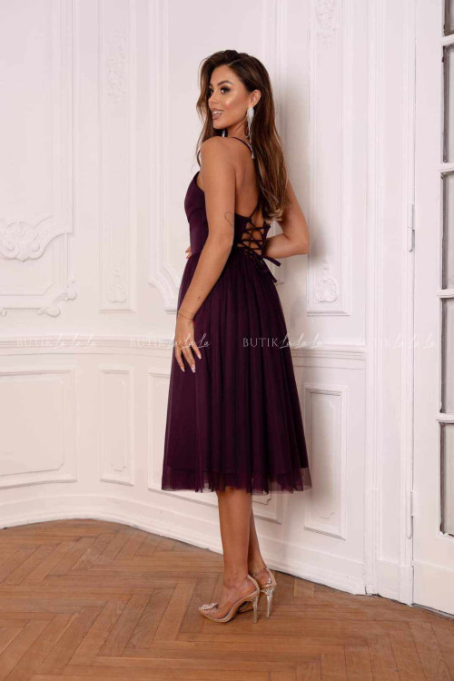 Sukienka z tiulowym dołem ciemno fioletowa Huanita 3