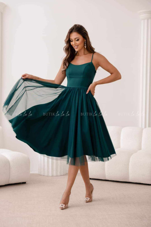 Sukienka z tiulowym dołem ciemna zieleń Huanita 3