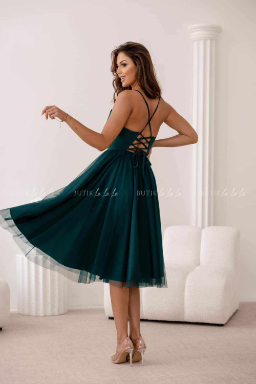 Sukienka z tiulowym dołem ciemna zieleń Huanita 2