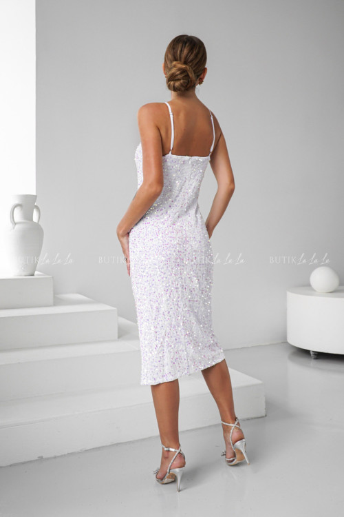 Sukienka cekinowa biała Zenaida 1