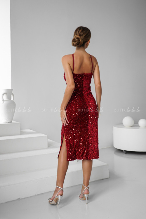 Sukienka cekinowa bordowa Zenaida 1