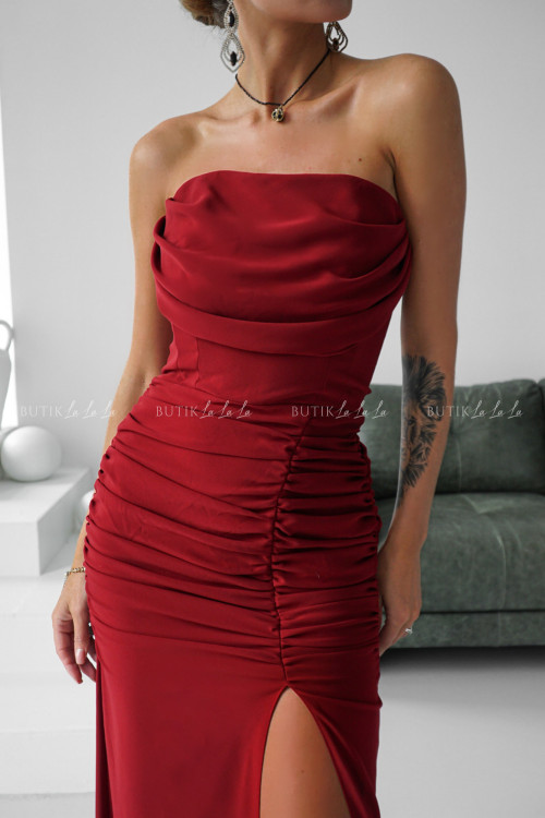 Sukienka maxi bordowa Lukresie