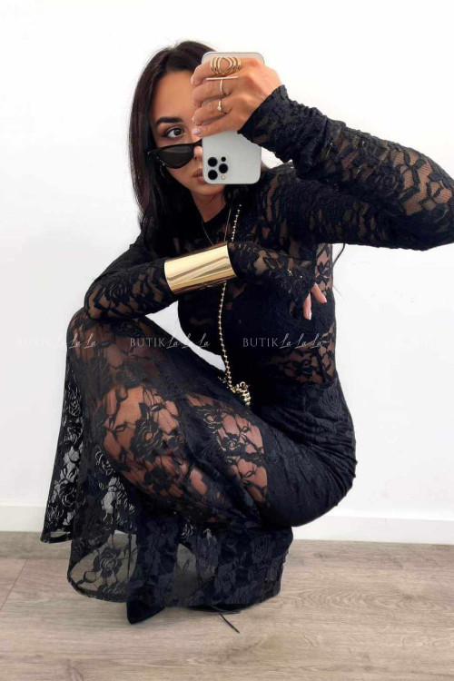 Sukienka koronkowa czarna Sephoris 5