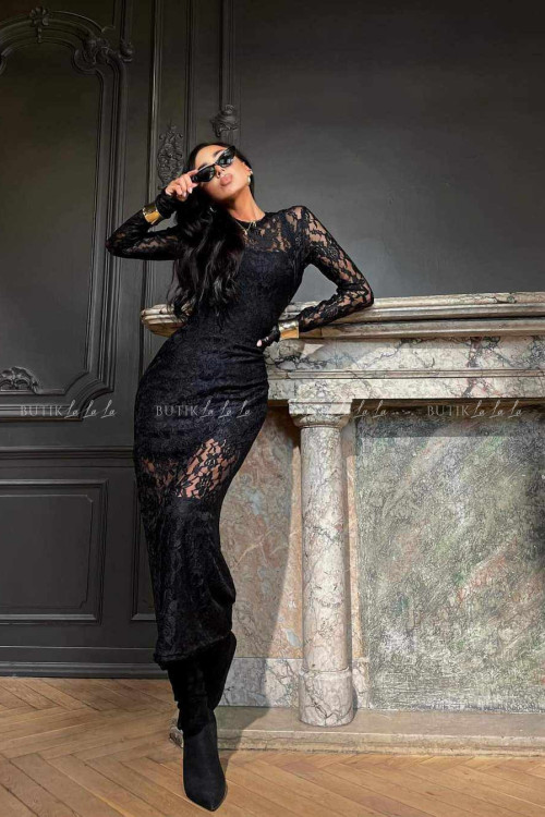 Sukienka koronkowa czarna Sephoris 2