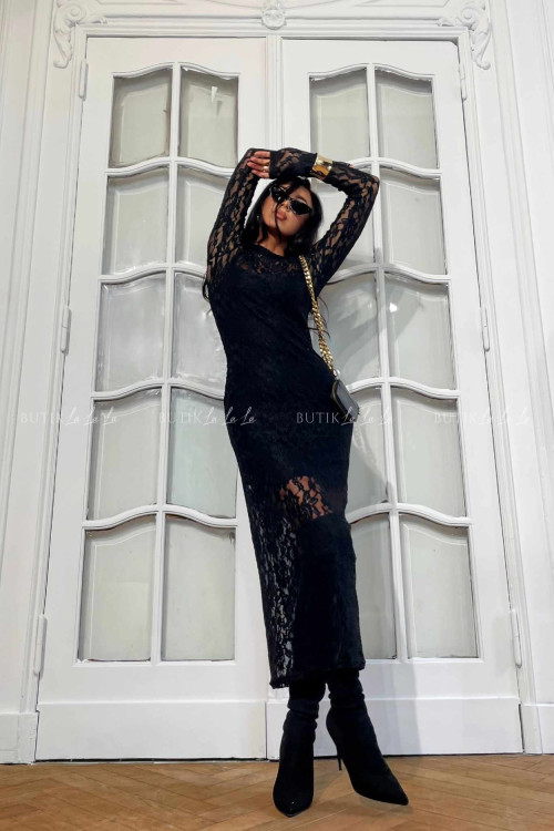 Sukienka koronkowa czarna Sephoris 4