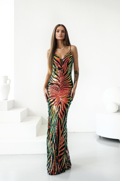 Sukienka maxi cekinowa wielokolorowa Prima 2