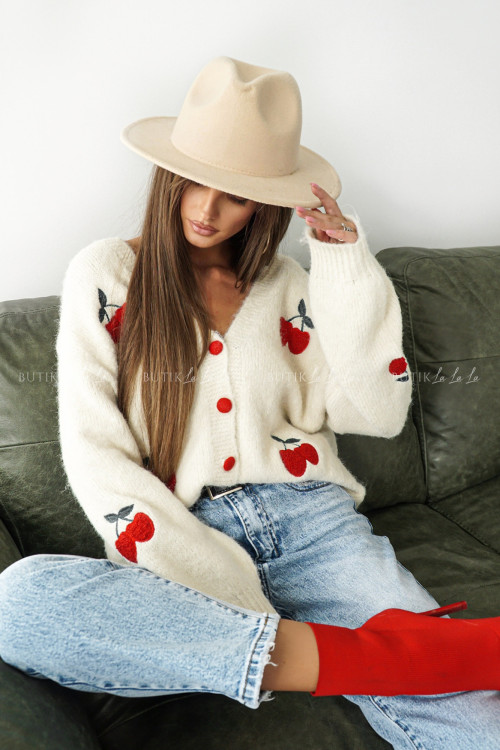 Sweter rozpinany kremowy Cherry 4