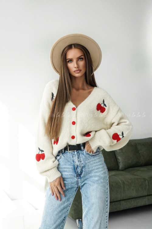 Sweter rozpinany kremowy Cherry 5