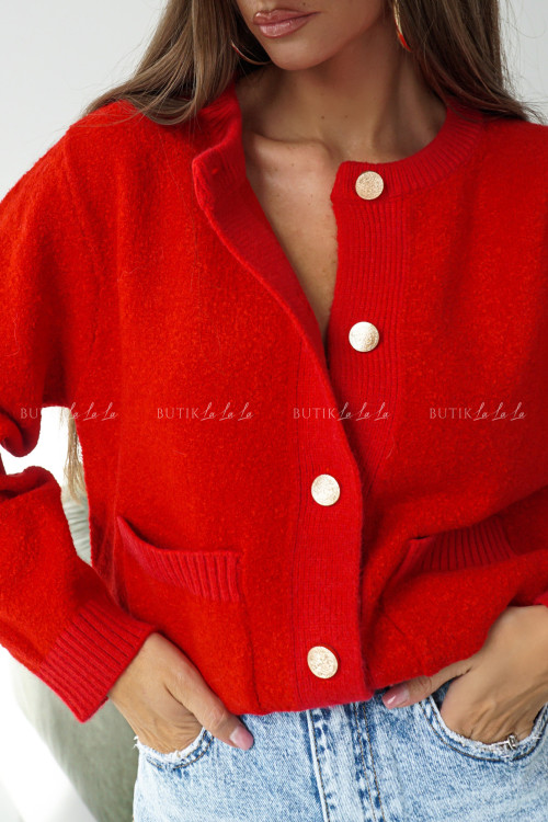 Sweter rozpinany czerwony Arthus