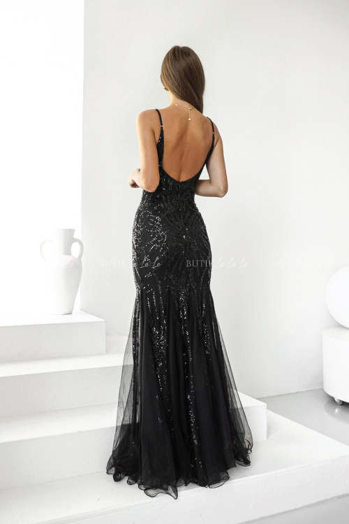 Sukienka maxi cekinowa czarna Anaida 1