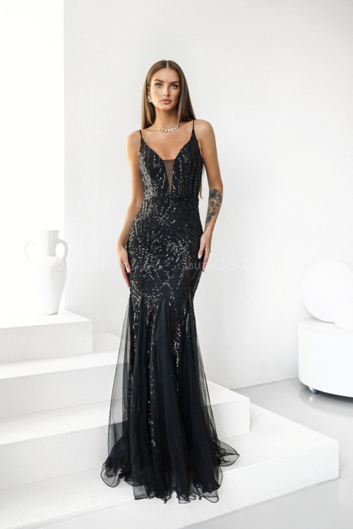 Sukienka maxi cekinowa czarna Anaida 2