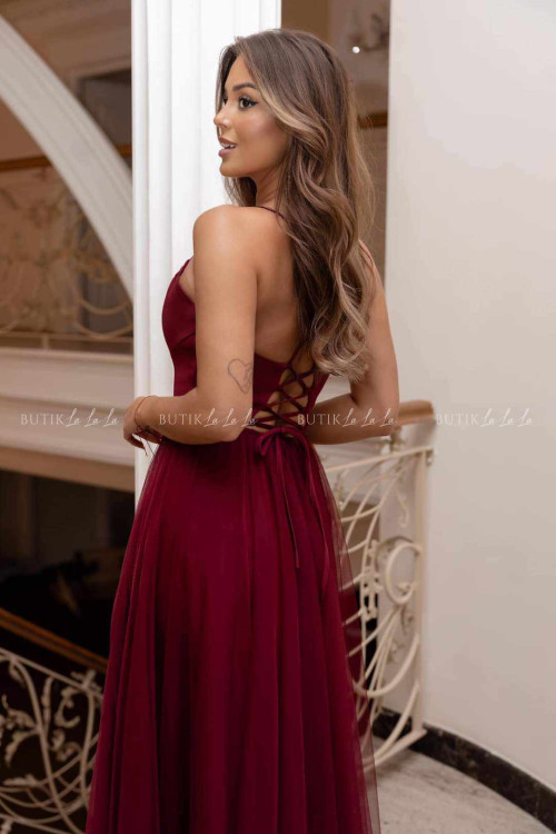 Sukienka z tiulowym dołem bordowa Lolita 1