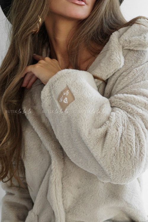 Płaszcz futro beżowo szary Madelen 3