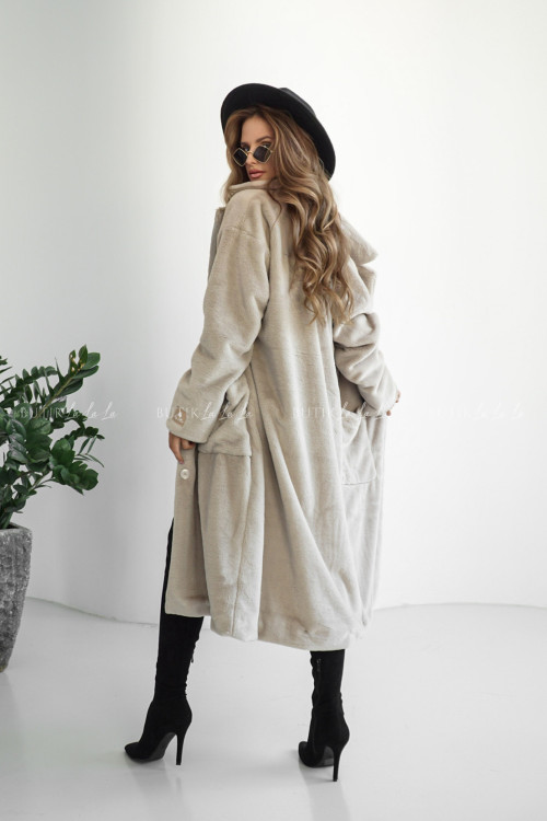 Płaszcz futro beżowo szary Madelen 2