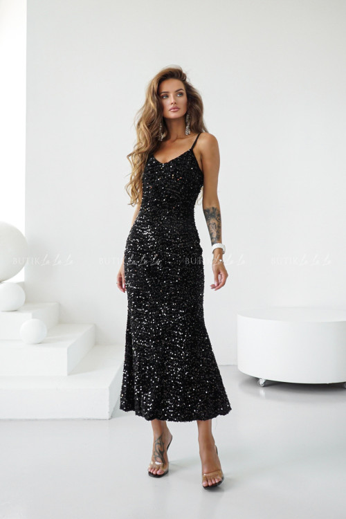 Sukienka maxi cekinowa czarna Floryda 1