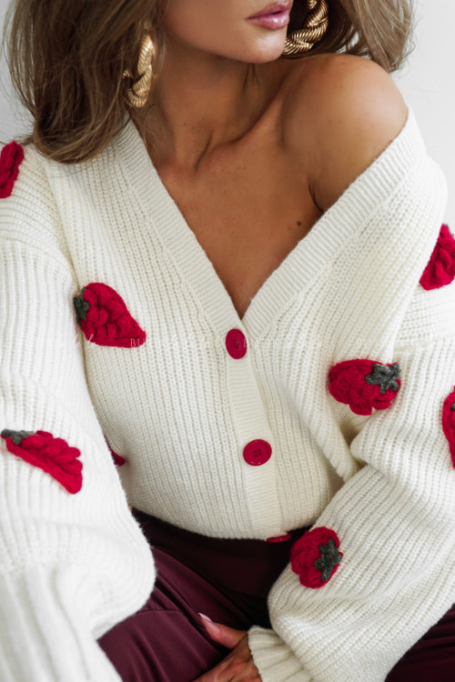 Sweter kremowy Strawberries