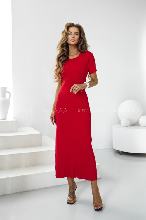 Sukienka prążkowana czerwona Derba 1