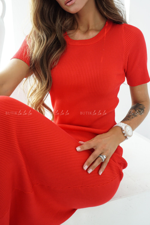 Sukienka prążkowana czerwona Derba 2