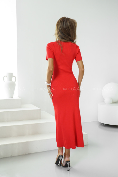 Sukienka prążkowana czerwona Derba 4