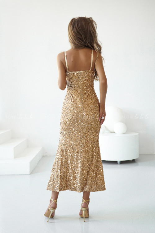 Sukienka maxi cekinowa złota Floryda 1