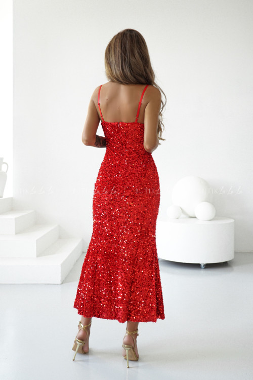 Sukienka maxi cekinowa czerwona Floryda 2
