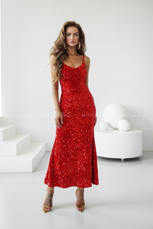 Sukienka maxi cekinowa czerwona Floryda 1