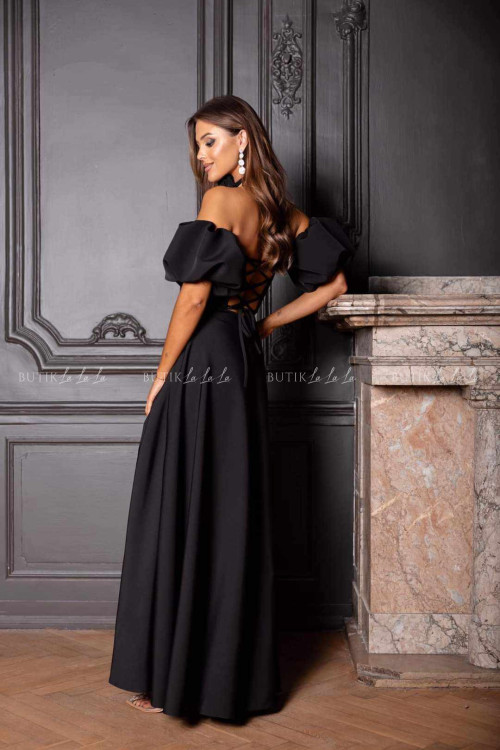 Sukienka maxi z rękawami czarna Bridget 2