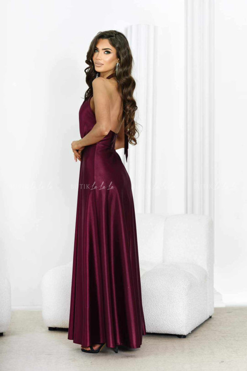Sukienka satynowa bordowa Rozalina 1