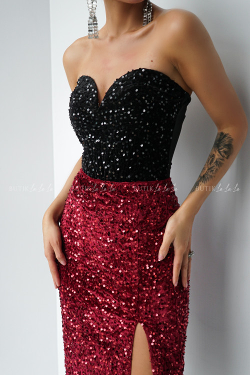 Spódnica cekinowa bordowa Aurora 2