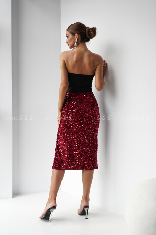 Spódnica cekinowa bordowa Aurora 3