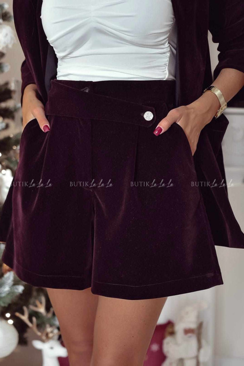 Spodenki welurowe bordowe Charls