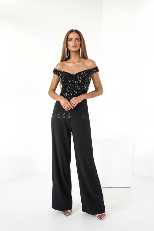 Kombinezon czarny z cekinową górą Kalhem 2