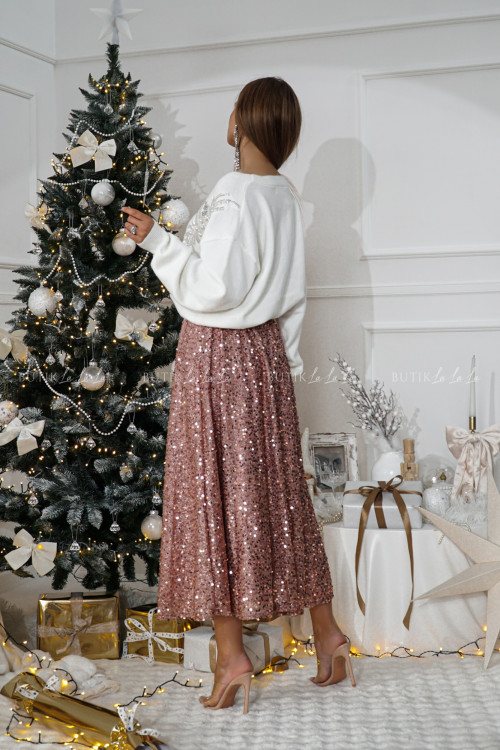 Sweter ecru z biżuteryjnym akcentem Demet 2