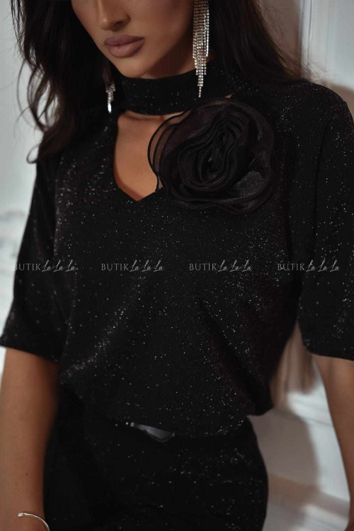 Komplet czarny z srebrną nitką Nikolett 1